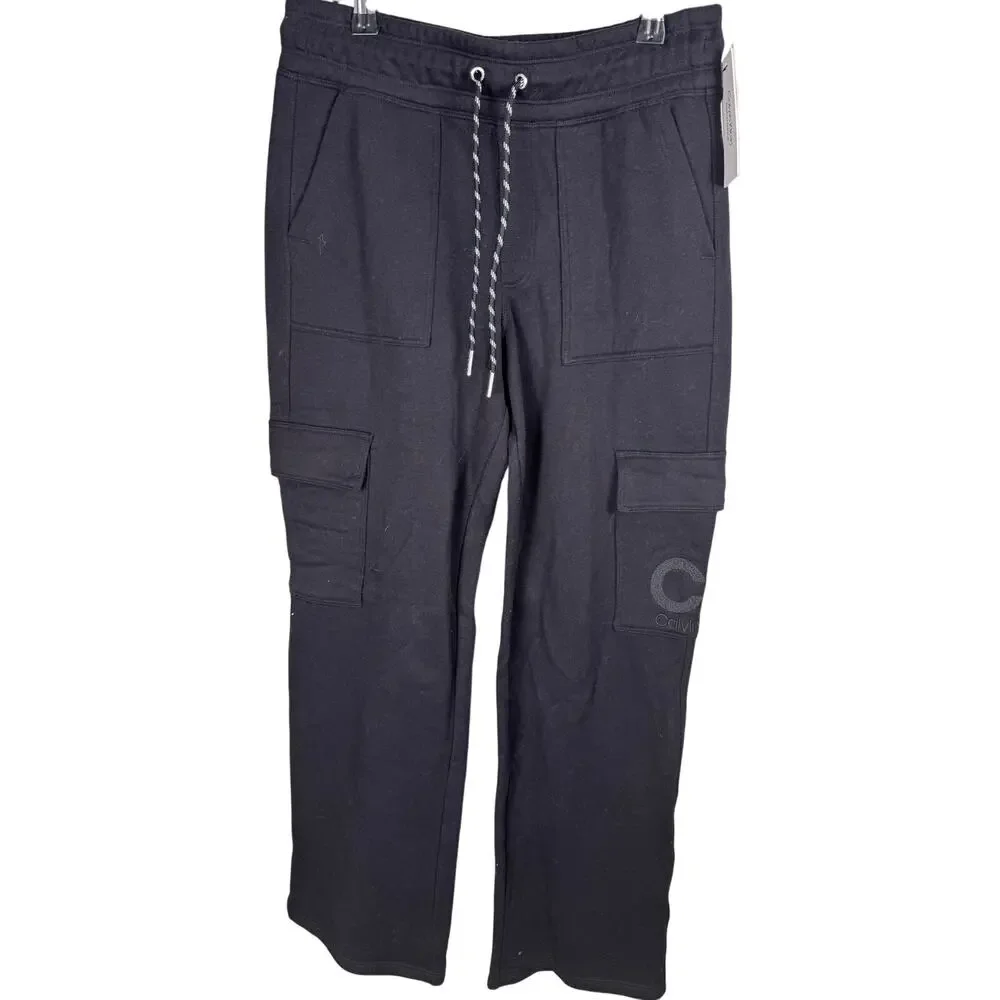 Calvin Klein Women's Active Embroidered-Logo Cargo Pants BLACK NWT SIZE S - Picture 1 of 6